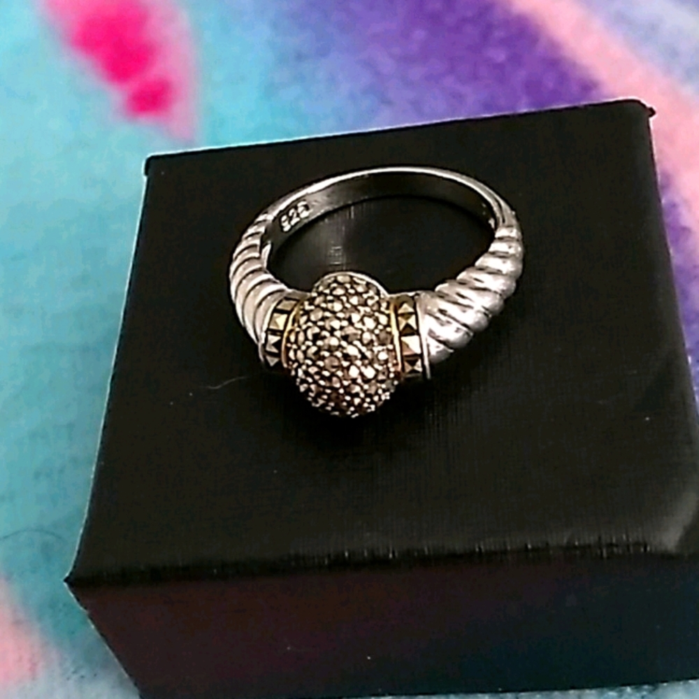 Vintage tiny white zircon ring 925